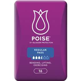 Poise Pads For Bladder Leaks Regular 16 Pack | Woolworths