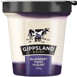 Gippsland Dairy Blueberry Twist Yoghurt 160g | Woolworths