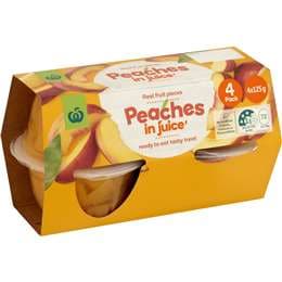 Woolworths Peaches In Juice Cups 4 pack