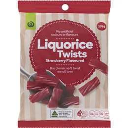 Woolworths Liquorice Twists Strawberry Flavoured