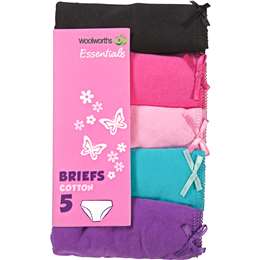 Woolworths Essentials Underwear Girl's Basic Briefs Size 4-5