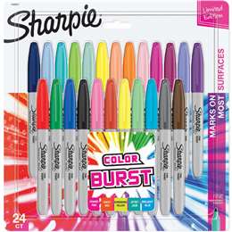 Sharpie Permanent Marker Pens Fine Point, Colour Burst 24 pack
