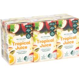 Woolworths Lunch Box Poppers Juice Tropical 250mL x 6 pack