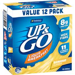 Up&Go Liquid Breakfast Banana 250mL x 12 pack