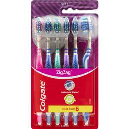 Colgate Manual Toothbrush Zig Zag Interdental Clean Soft Value 6 pack