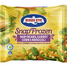 Birds Eye Snap Frozen Baby Beans Carrot Corn & Broccoli Veg Mix