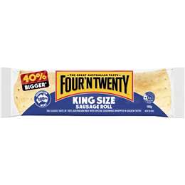 Four'N Twenty King Size Sausage Roll Single Wrap Chilled Meal 180g