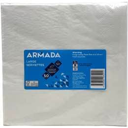 Armada Dinner Serviettes White 2 Ply 50 pack