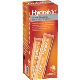 Hydralyte Electrolyte Ice Block Orange 16 pack