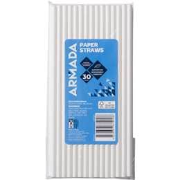 Armada Paper Straws White 30 pack