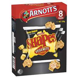 Arnotts Shapes Multipack Cracker Biscuits Vegemite & Cheese 8 pack