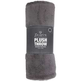 Inspire Plush Throw Plain Grey 