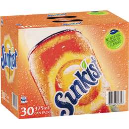 Sunkist Orange Soft Drink Cans Multipack 375ml X 30 Pack | Woolworths