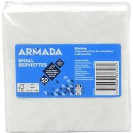 Armada Cocktail Serviettes White 2Ply 50 pack
