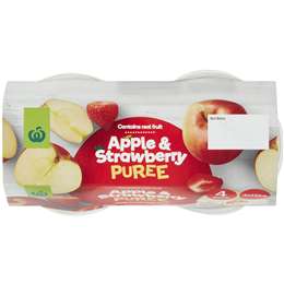 Woolworths Apple & Strawberry Puree 4 Pack | Woolworths