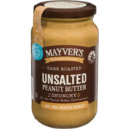 Mayver's Dark Roasted Unsalted Smunchy Peanut Butter 375g