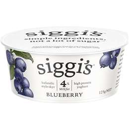 Siggi's 4% Fat Yoghurt Blueberry 125g | Woolworths