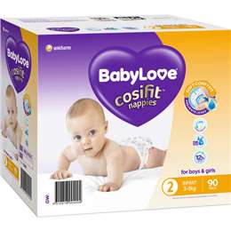 Babylove Cosifit Nappies Infant 3-8kg 90 Pack | Woolworths