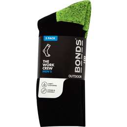 Bonds Mens Work Crew Socks Size 6+ 3 Pack