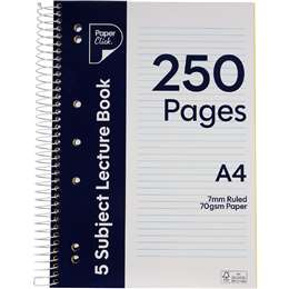 Paperclick A4 5 Subject Lecture Book