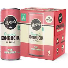 Remedy Organic Kombucha Pink Grapefruit