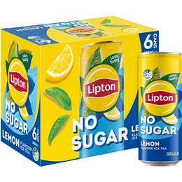 Lipton Iced Tea No Sugar Lemon Cans 240mL x 6 pack