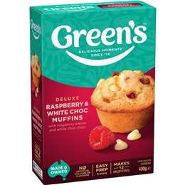 Green's White Chocolate & Raspberry Muffin Mix 400g