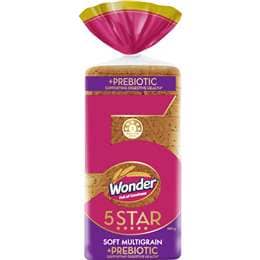 Wonder 5 Star Soft Multigrain & Prebiotic Bread Loaf