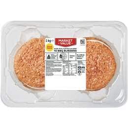 Market Value 10 BBQ Burgers Patties Bulk Pack