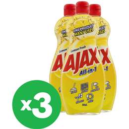 Ajax All In 1 Kitchen Bathroom Floor Cleaner Gel Lemon 700ml X3 Bundle
