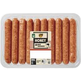 Woolworths 10 Honey Beef Sausages 550g