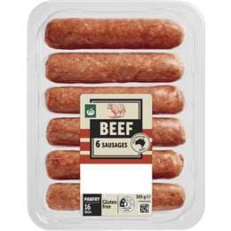 Woolworths 6 Beef Sausages 505g
