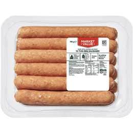 Market Value 12 Thin BBQ Sausages 740g