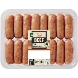 Woolworths 16 Beef Chipolatas 550g