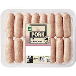 Woolworths 16 Pork Chipolatas 550g