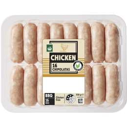 Woolworths 16 Chicken Chipolatas 550g