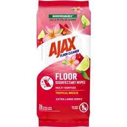 Ajax Floor Disinfectant Wipes Extra Large Tropical Breeze 25 pack