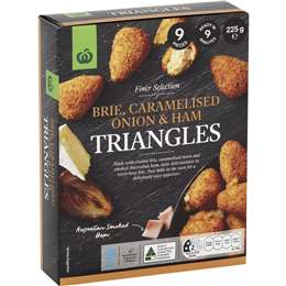 Woolworths Brie Caramelised Onion & Ham Triangles 9 Pack 225g