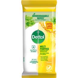 Dettol Multipurpose Disinfectant Wipes Extra Large Lemon Burst 150 pack