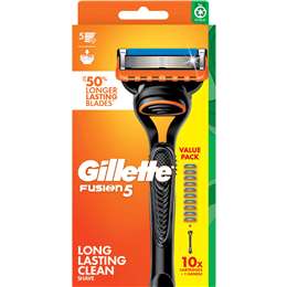 Gillette Fusion 5 Razor Handle With 10 Blade Cartridges Value Pack