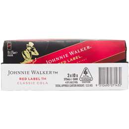 Johnnie Walker Red Label Whisky & Cola Cans 30x375ml | Woolworths