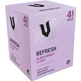 V Refresh Blackcurrant & Yuzu Energy Drink 250mL x 4 pack