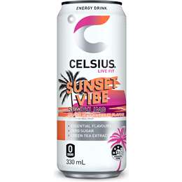 Celsius Sunset Vibe Energy Drink Sparkling Mango Passionfruit 330mL