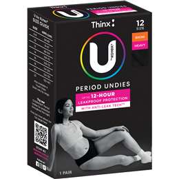 U By Kotex Thinx Period Undies Bikini Heavy Size 12 Each