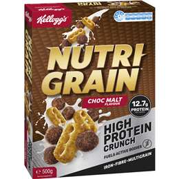 Kellogg's Nutri Grain High Protein Crunch Choc Malt Cereal 500g