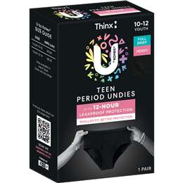 U By Kotex Thinx Teen Period Undies Full Brief Heavy Size 10-12 Each