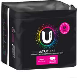 U by Kotex Ultrathin Pads Super With Wings Value
