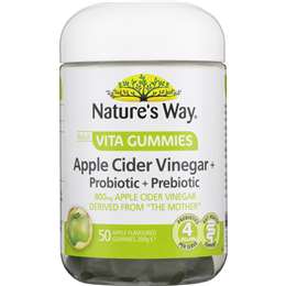 Nature's Way Adult Vita Gummies Apple Cider Vinegar Probiotic Prebiotic 50 Pack