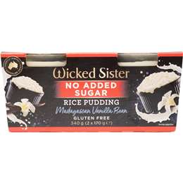 Wicked Sister Rice Pudding No Added Sugar Madagascar Vanilla Bean 170g x 2 pack