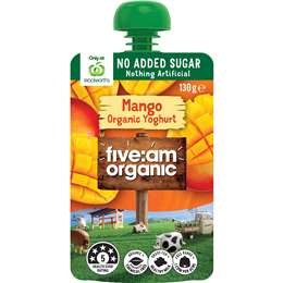 Five:Am Organic Kids No Added Sugar Pouch Mango 130g